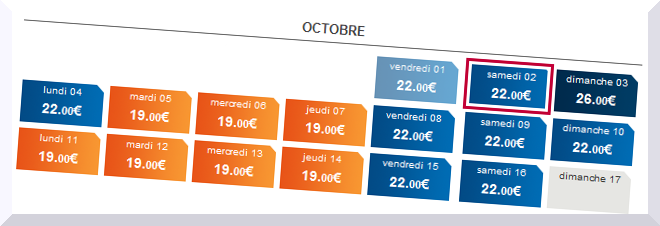 calendrier des prix