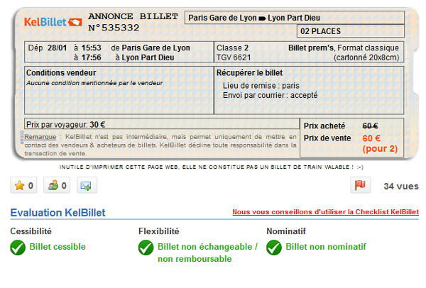 Exemple d'évaluation d'une annonce