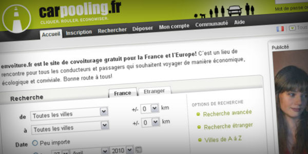 Carpooling, site de covoiturage