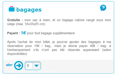 Option Bagage supplémentaire