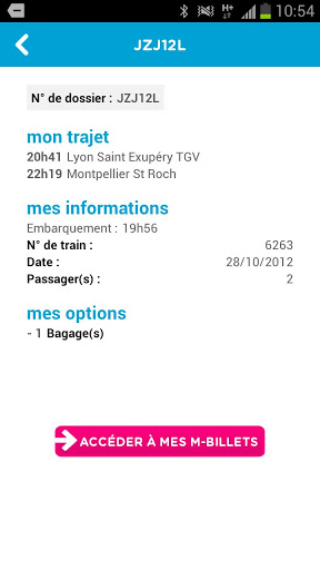 Informations sur mes trajets en TGV Ouigo