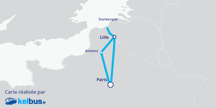 Carte des trajets opérés par OUIBUS depuis le Nord