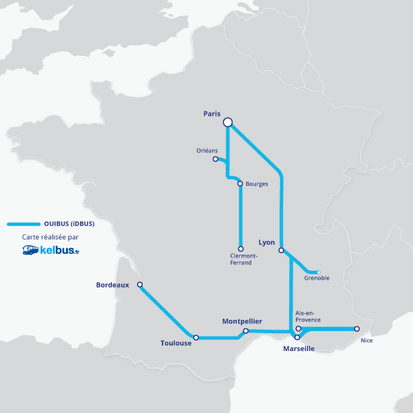 Nouvelles lignes OUIBUS au départ du sud-est