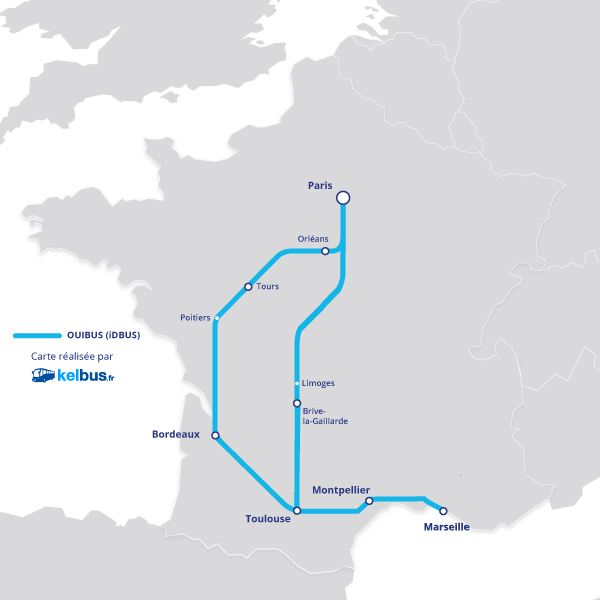 Nouvelles lignes desservies depuis le Sud-Ouest par OUIBUS