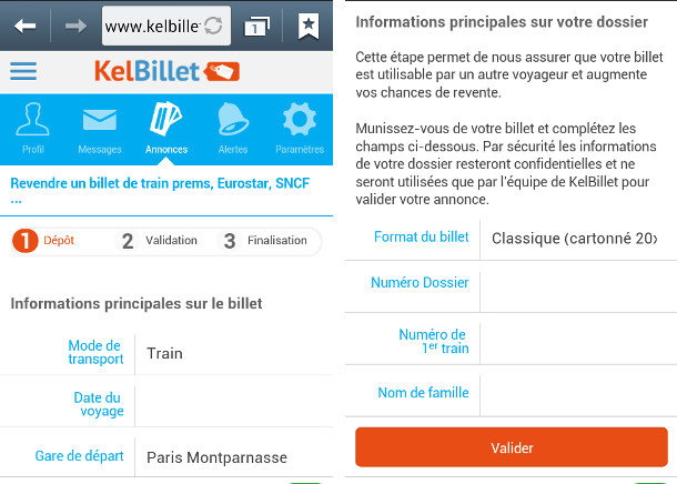 Aperçu du dépôt d'annonce en version optimisée mobile