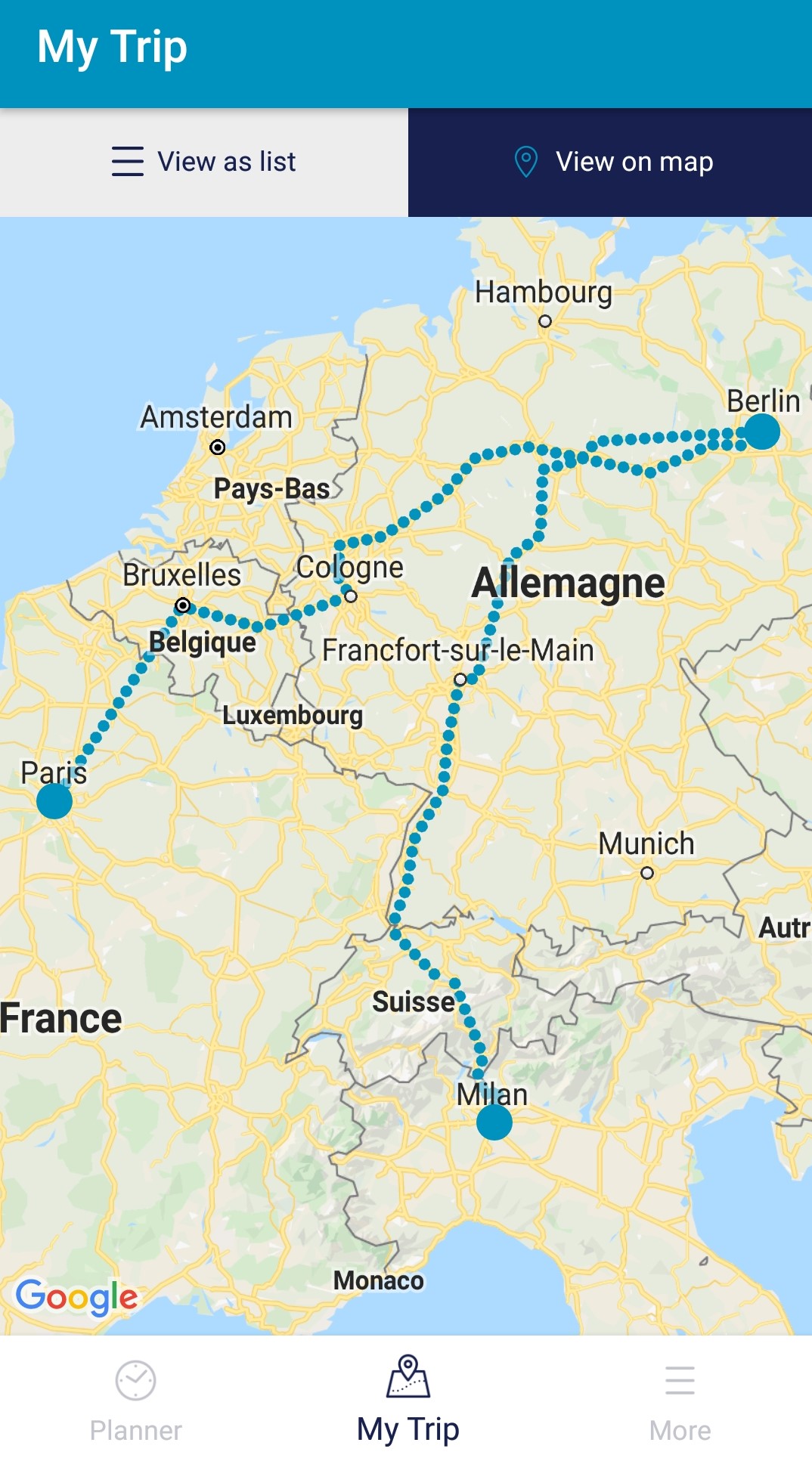 Rail Planner téléchargez l’application Interrail pour votre voyage en