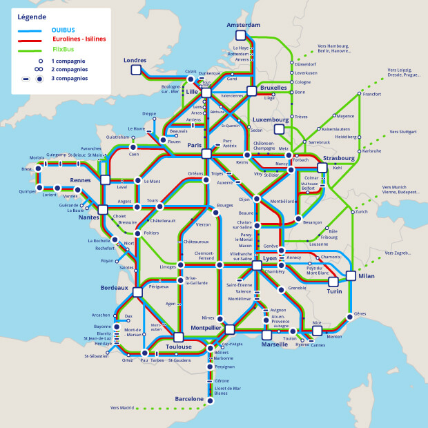 Lignes de bus longue distance