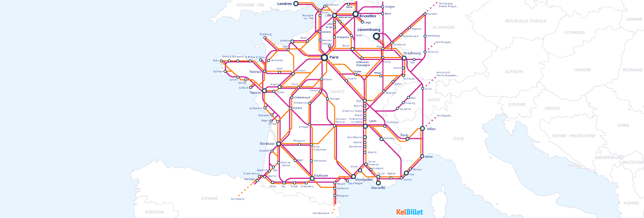 carte du réseau ferroviaire et bus en france